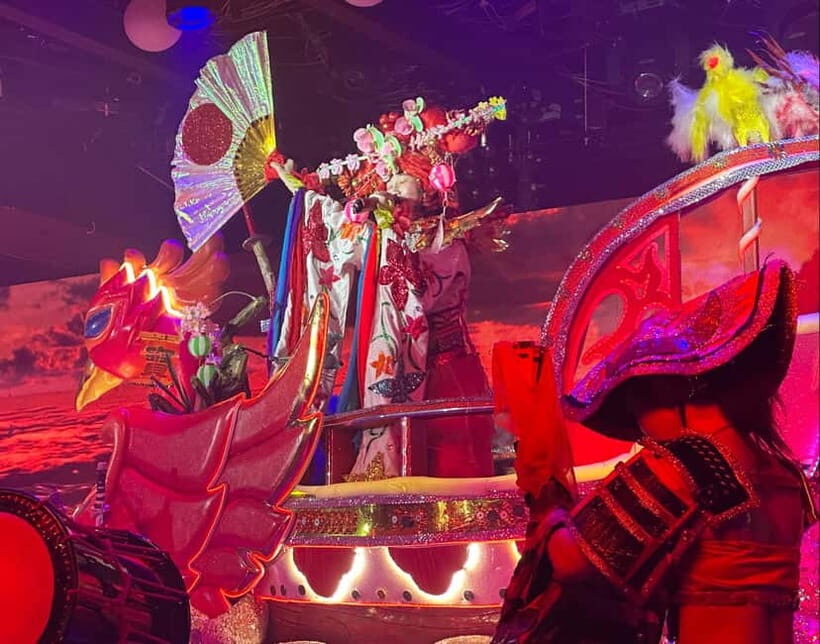Tokyo: Samurai Restaurant Show Ticket with 2 Drinks - The Performance Flow: Samurai, Ninja, Dance, and Loud Neon Effects